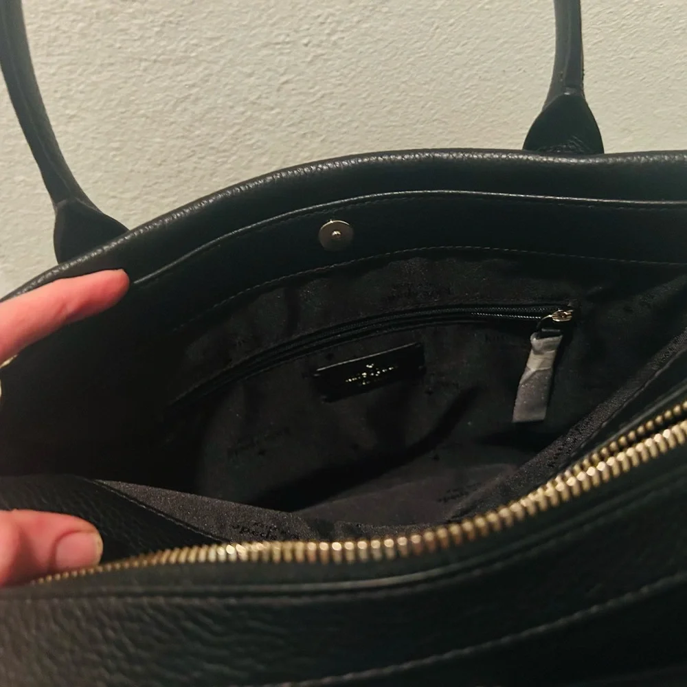 kate spade Black Leather Satchel with Tassel Charm